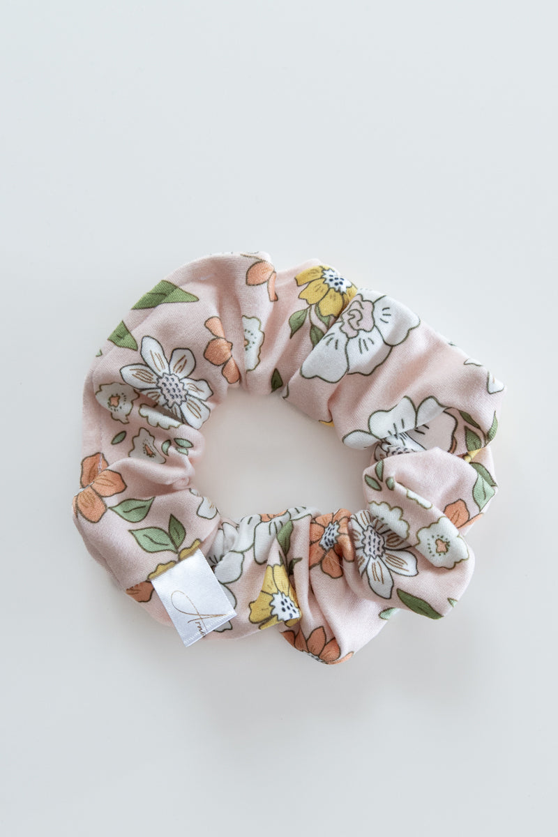 Scrunchies in jersey rosa floreale