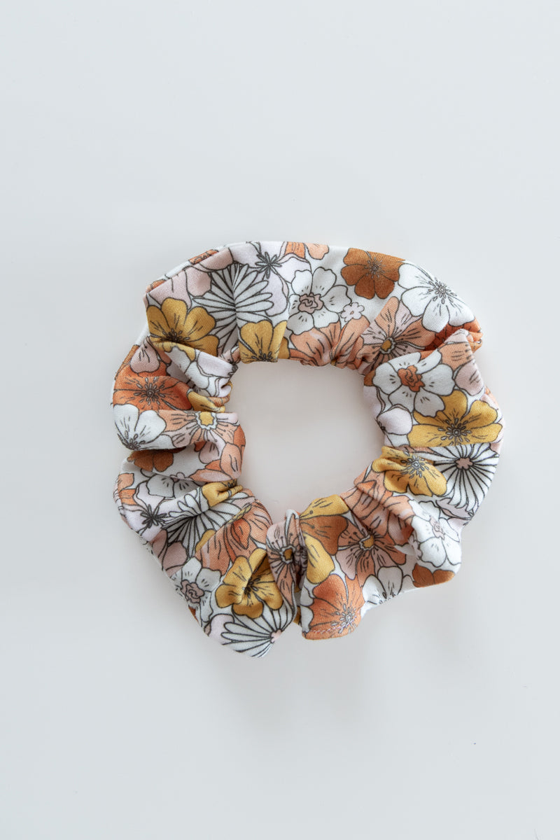Scrunchies in jersey floreale arancione