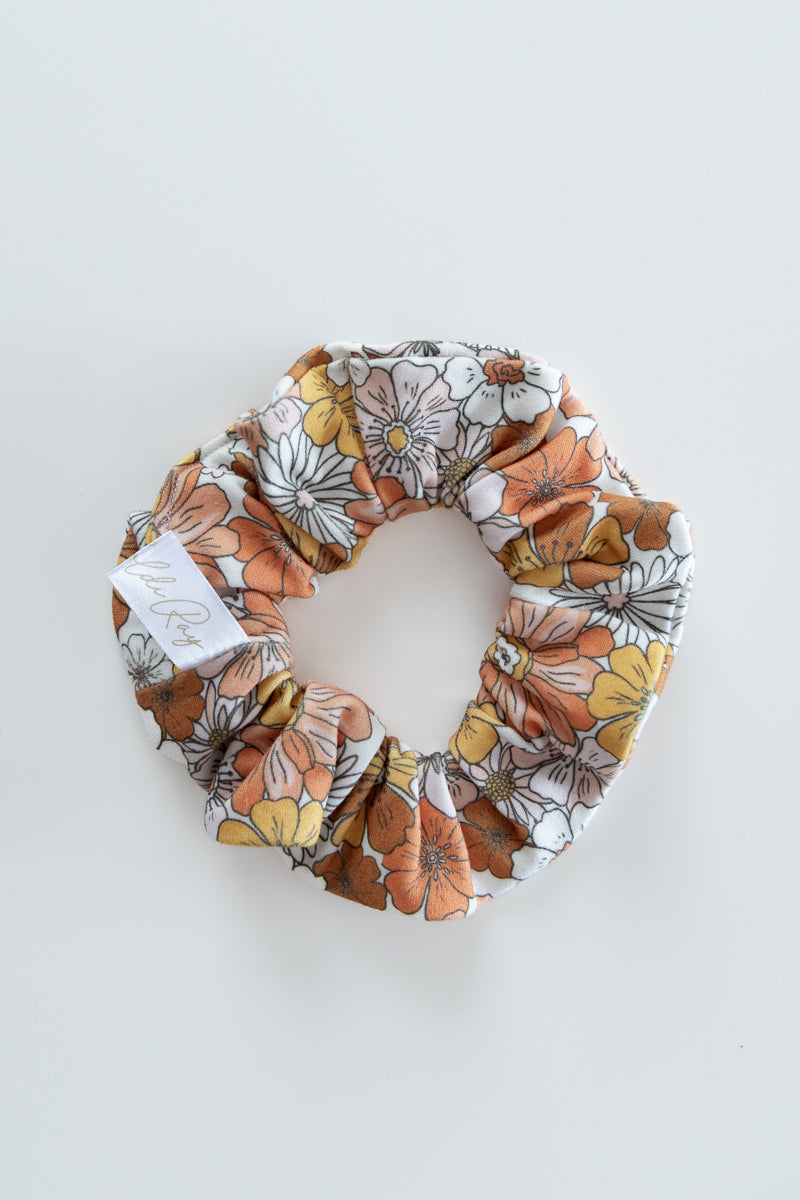 Scrunchies in jersey floreale arancione