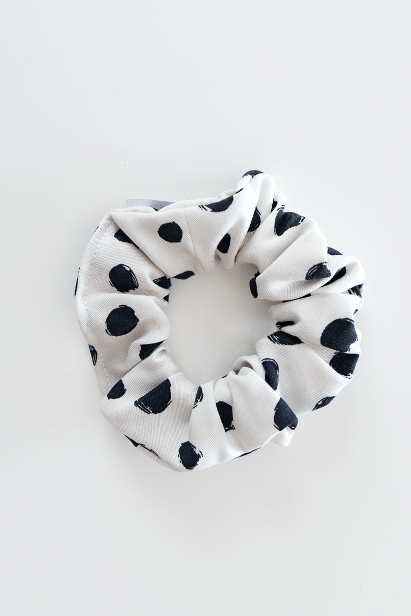 Scrunchies bianco e nero a pois