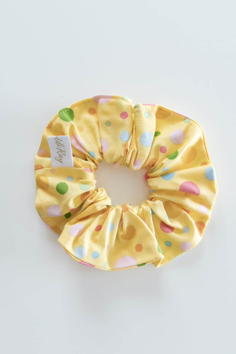 Scrunchies in cotone giallo a pois