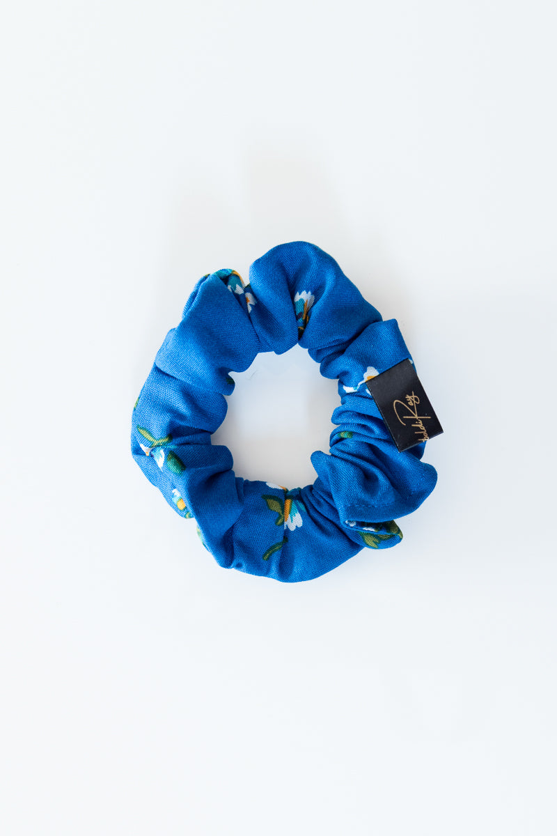 Scrunchies in cotone blu floreale