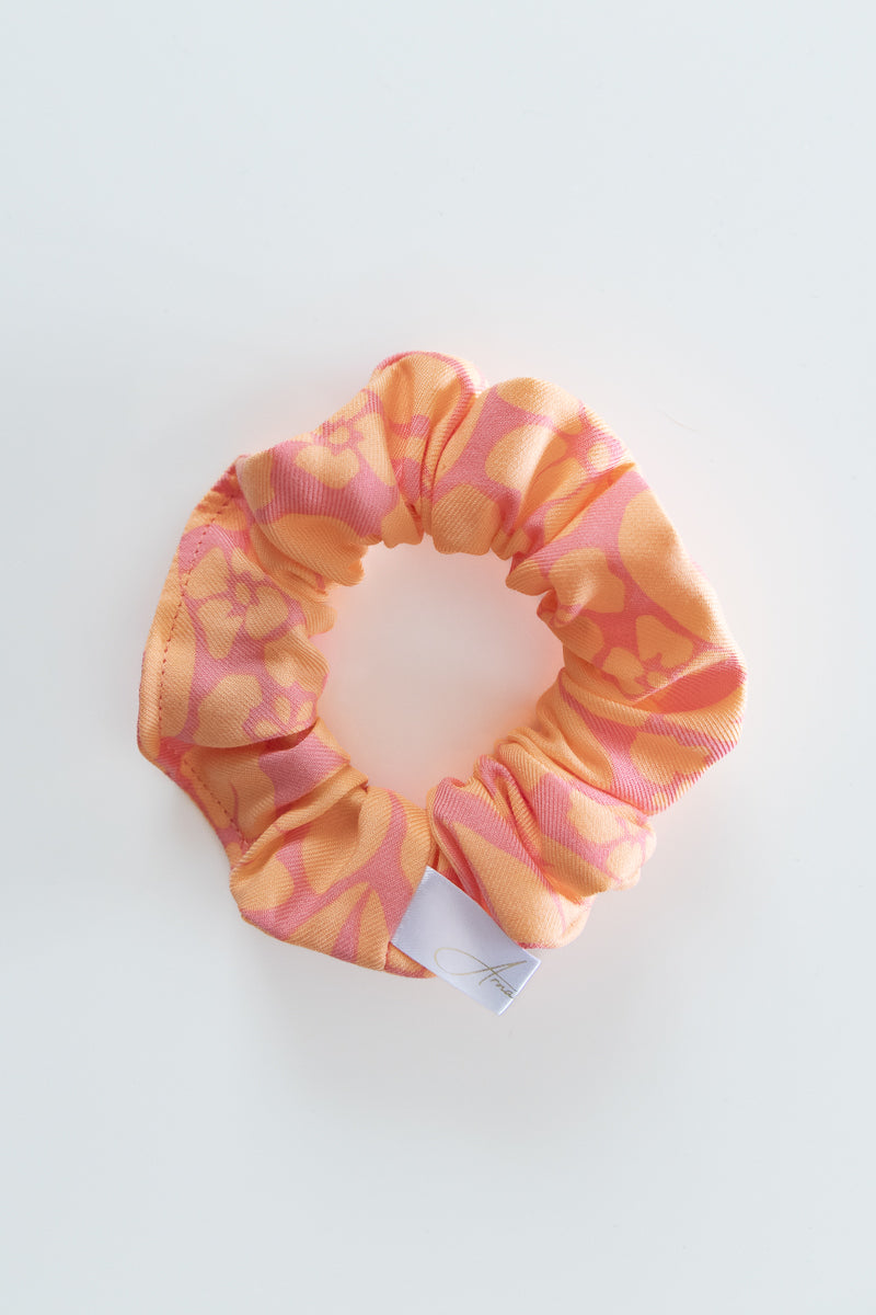 Scrunchies cotone floreale arancione e rosa