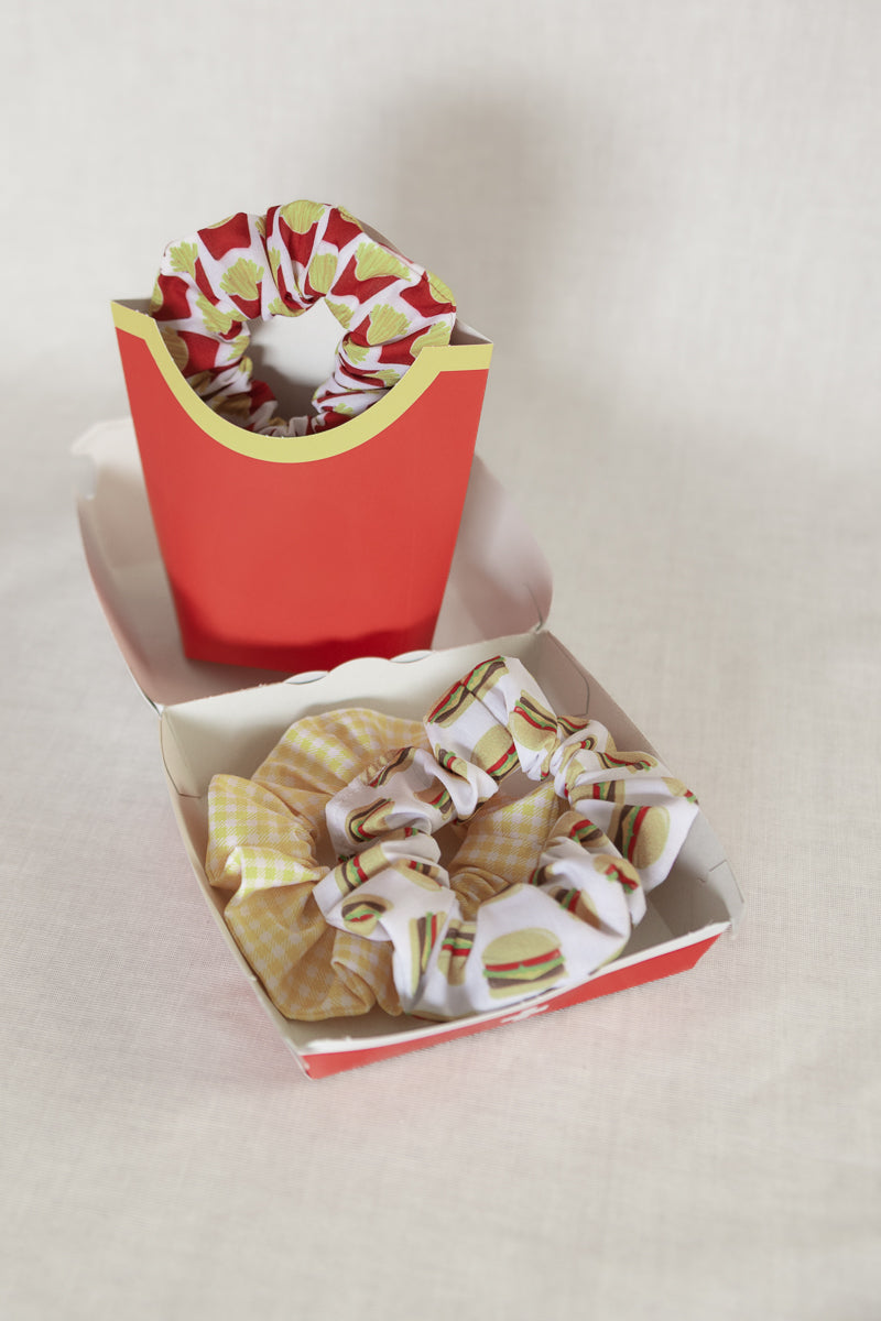 Scrunchies in mussola di cotone verde