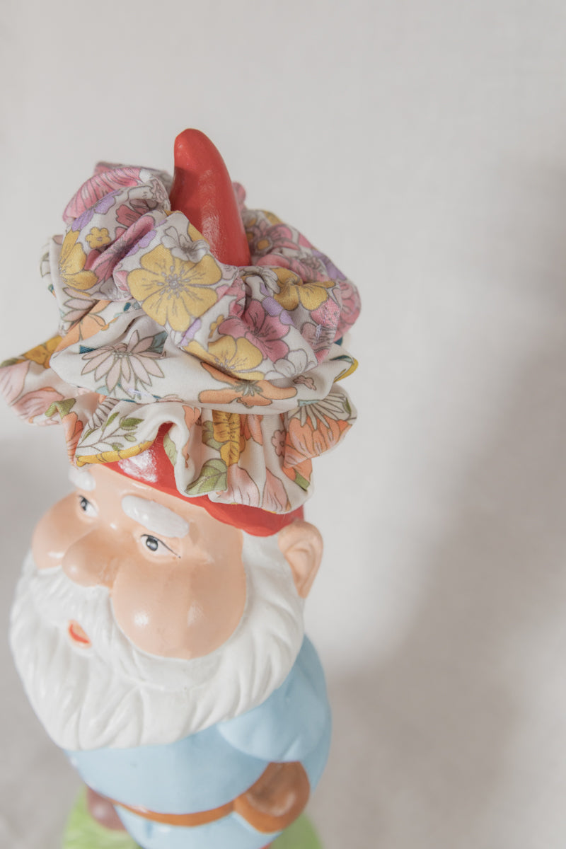 Scrunchies in jersey bianco floreale