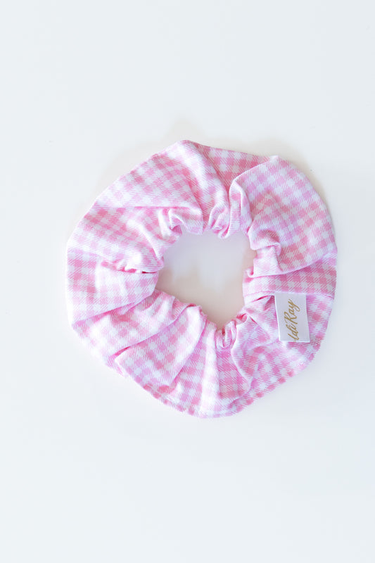 Scrunchies in cotone quadretti rosa