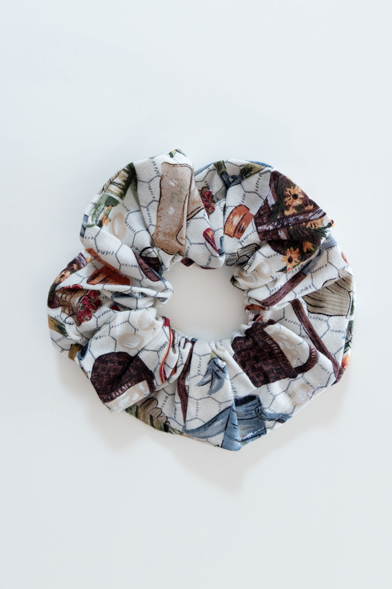 Scrunchies in cotone a tema giardinaggio