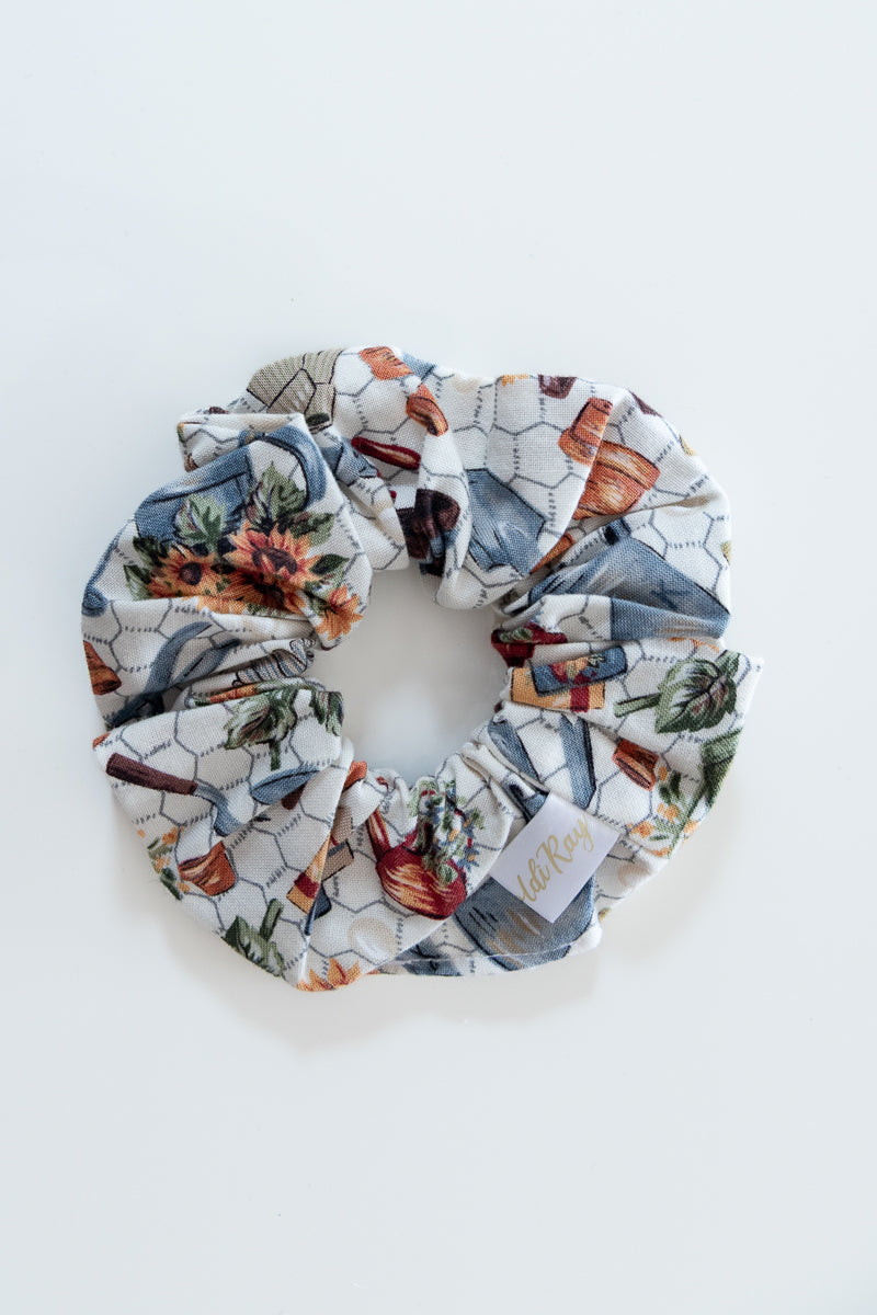 Scrunchies in cotone a tema giardinaggio