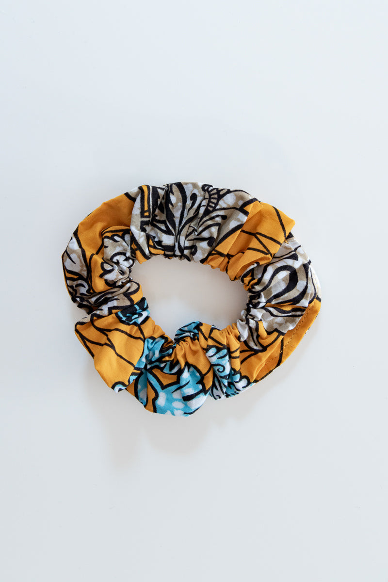 Scrunchies cotone wax giallo floreale