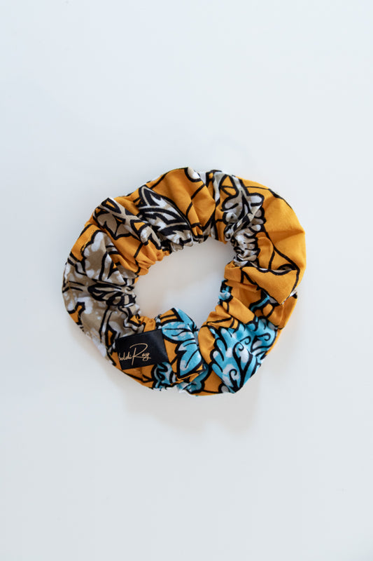 Scrunchies cotone wax giallo floreale