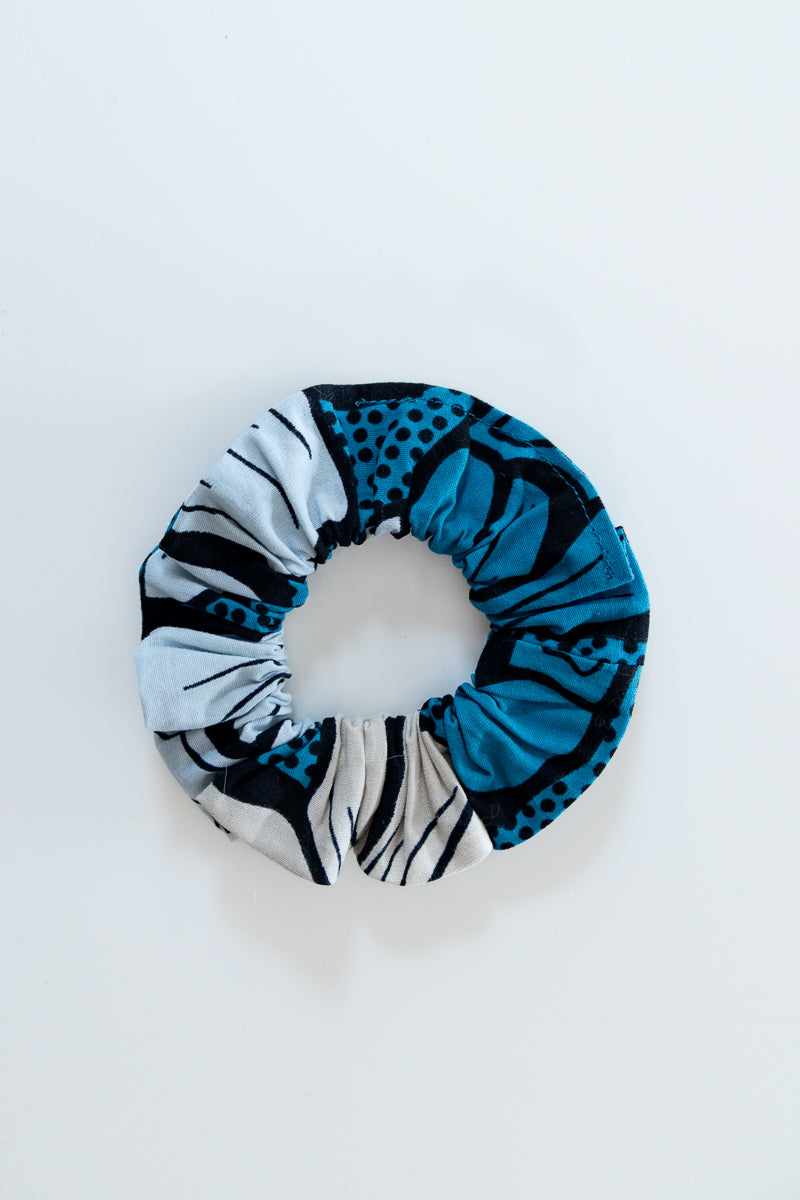 Scrunchies cotone wax blu floreale