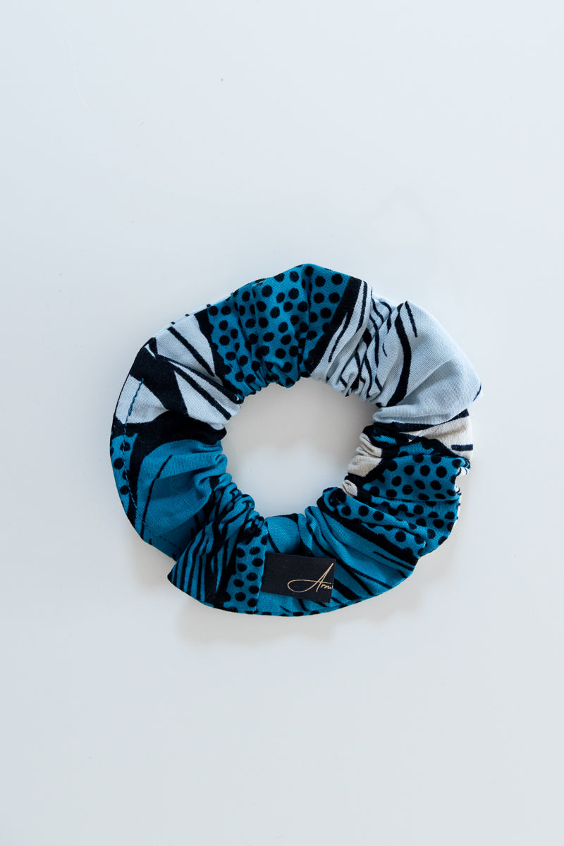 Scrunchies cotone wax blu floreale