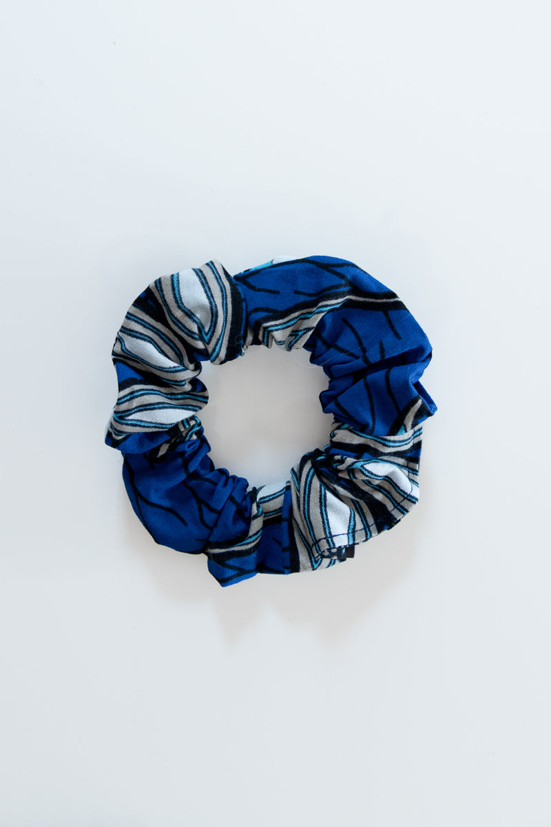 Scrunchies cotone wax blu floreale