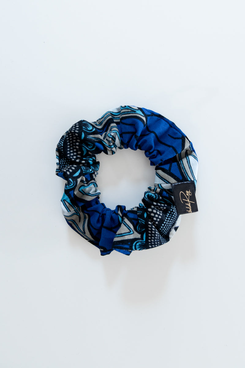 Scrunchies cotone wax blu floreale
