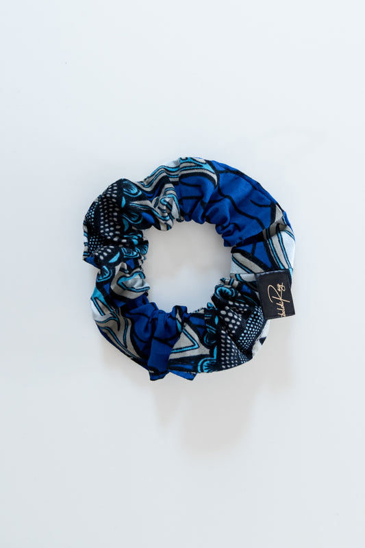 Scrunchies cotone wax blu floreale