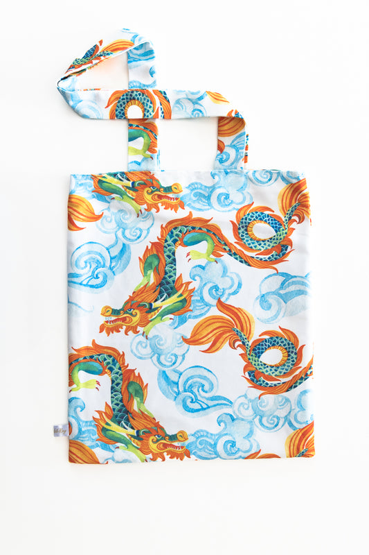 Borsa bianca con dragone