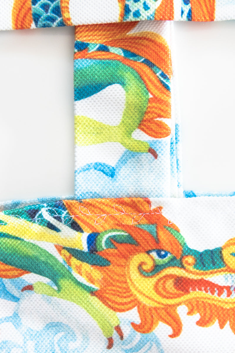 Borsa bianca con dragone