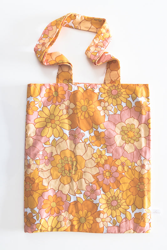 Borsa di cotone floreale arancione