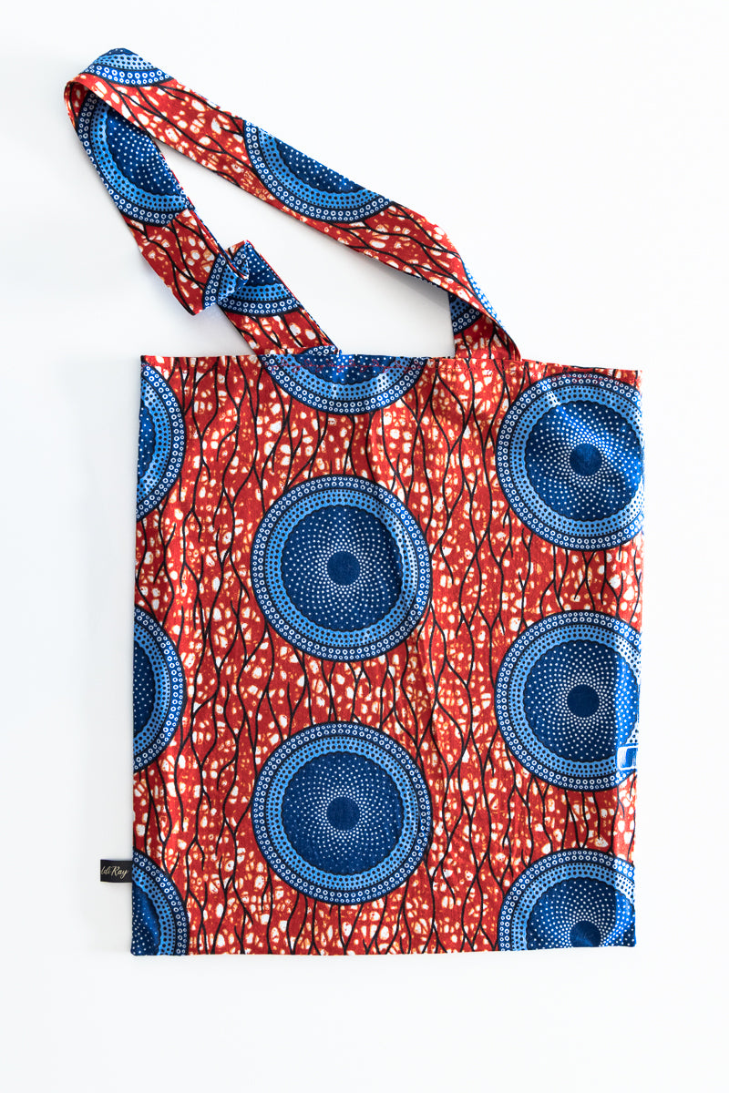 Borsa con tessuto wax rosso e blu