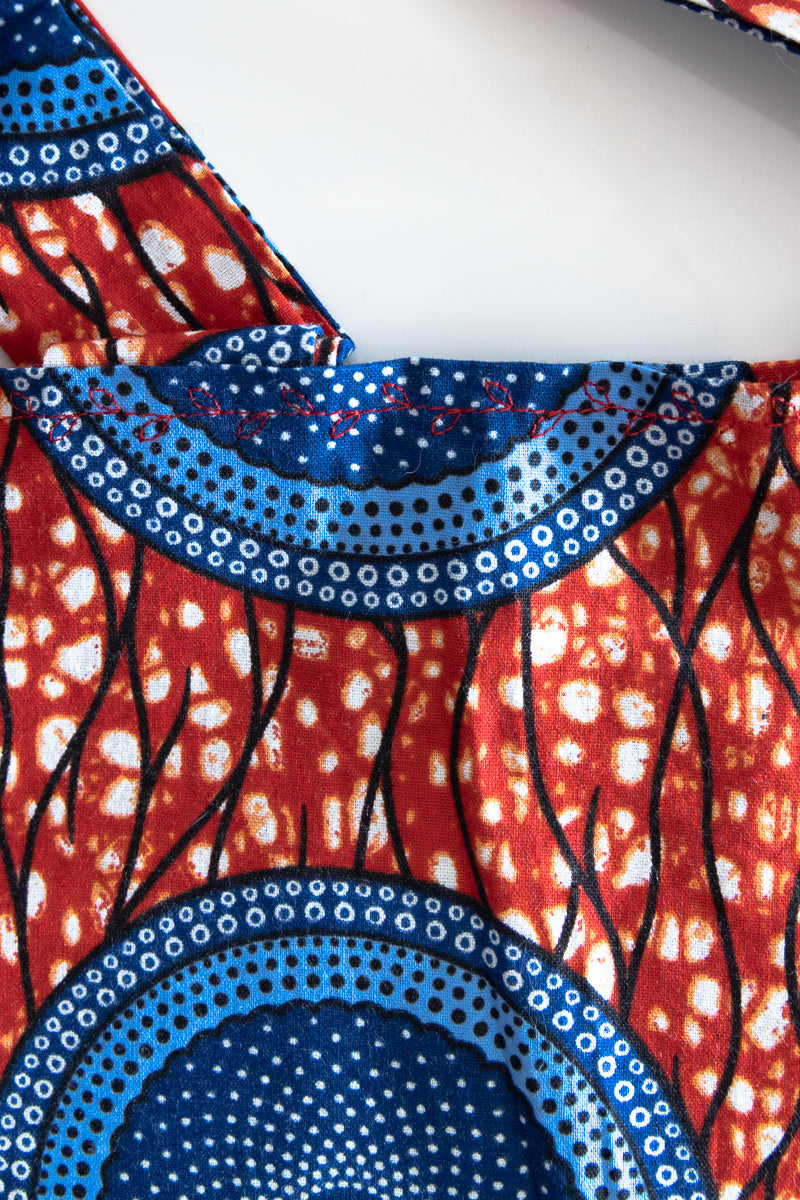 Borsa con tessuto wax rosso e blu